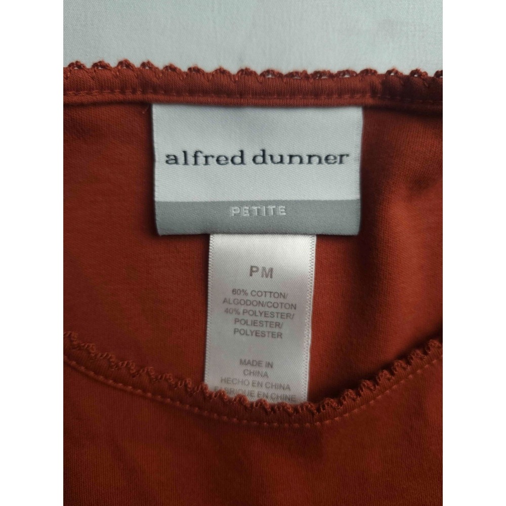 Alfred Dunner Knit Shirt Womens Size MP Orange Jersey Autumn Cabincore Hygge - Picture 4 of 6
